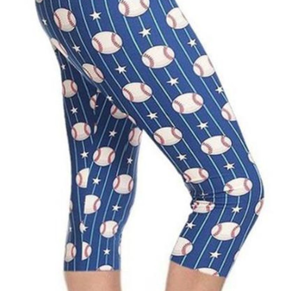 Baseball Patriotic Capri Leggings